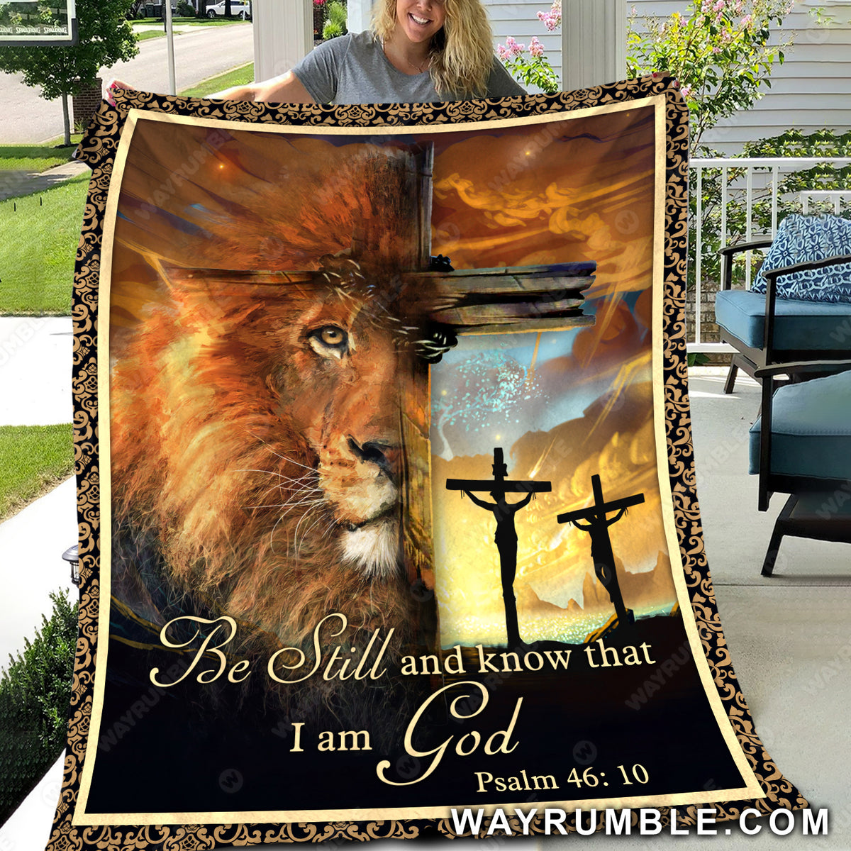 Lion king, Galaxy painting, Cross drawing, Be still and know that I am God - Jesus Blanket