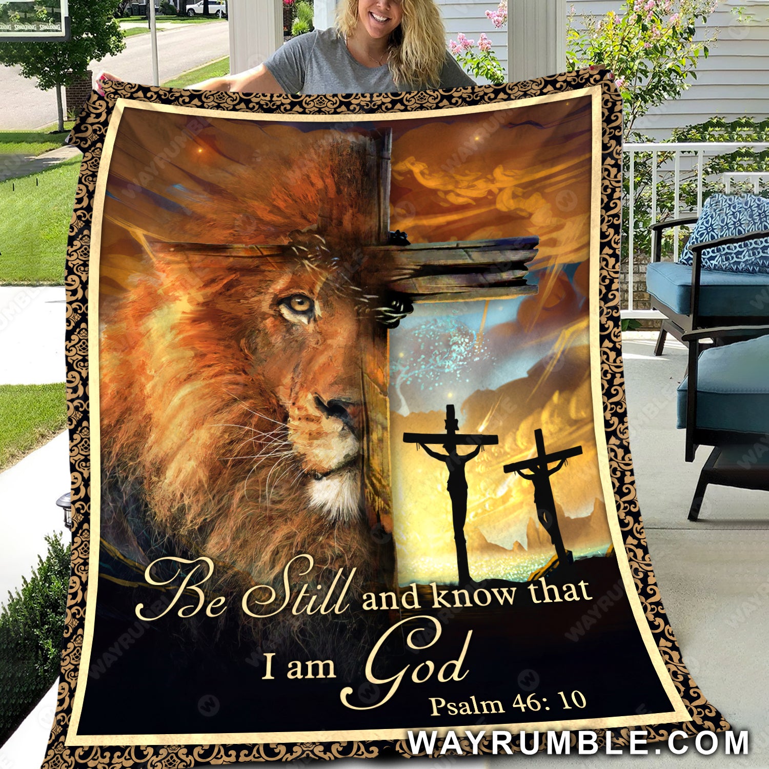 Lion king, Galaxy painting, Cross drawing, Be still and know that I am God - Jesus Blanket