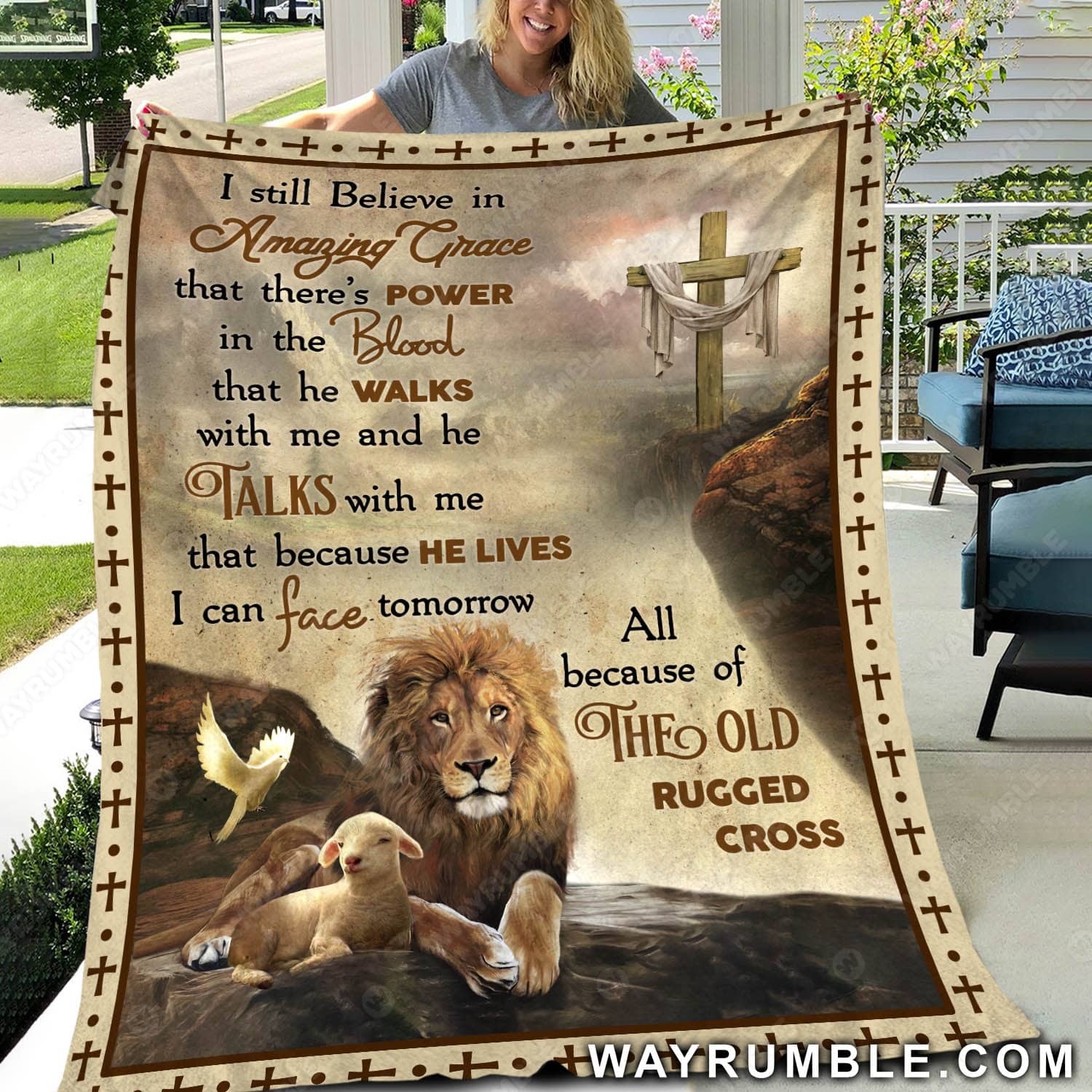 Lion of Judah, Lamb of God, Mountain landscape, I still believe in amazing grace - Jesus Blanket