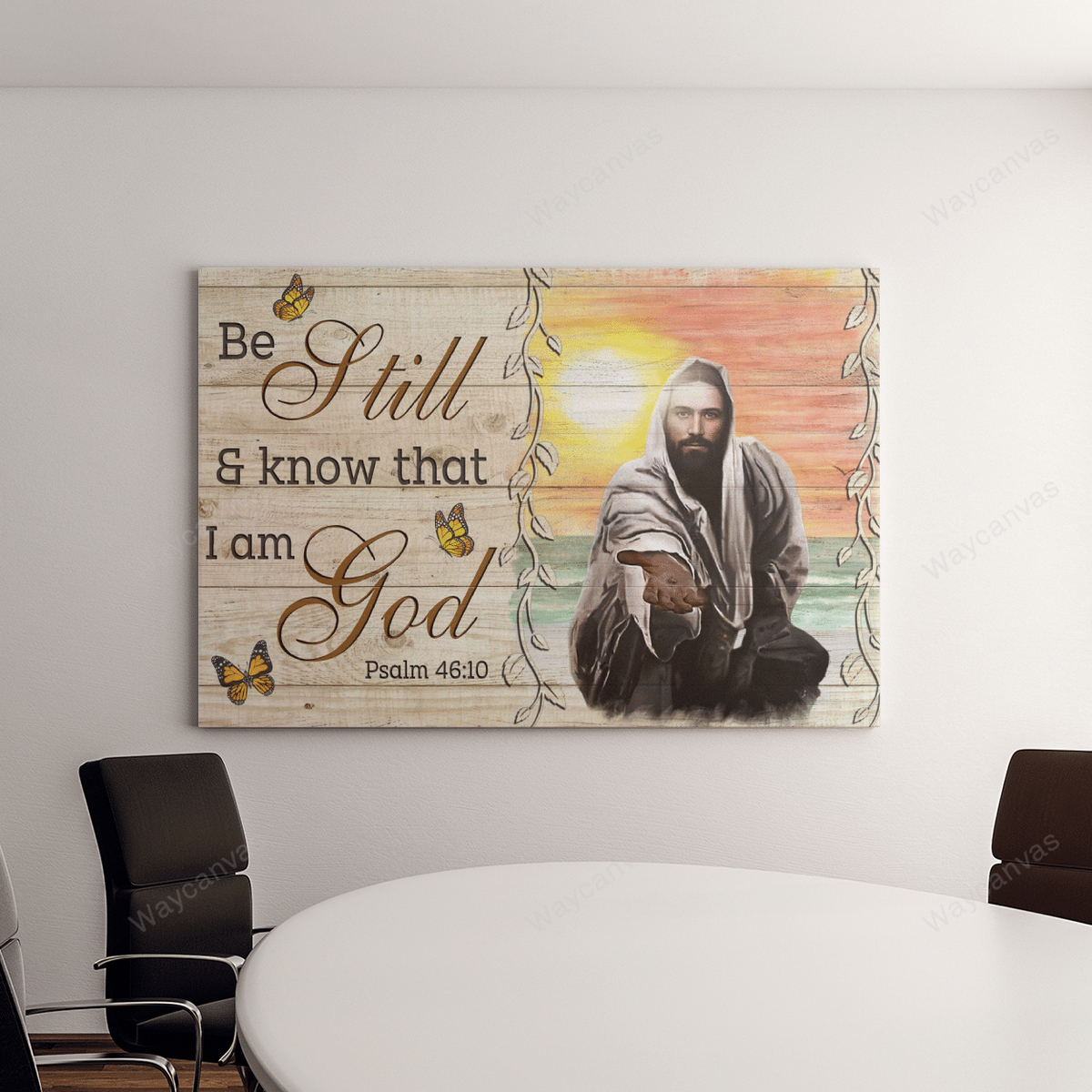 Take Jesus's hand, Sunset beach, Be still and know that I am God - Jesus Landscape Canvas Prints, Wall Art