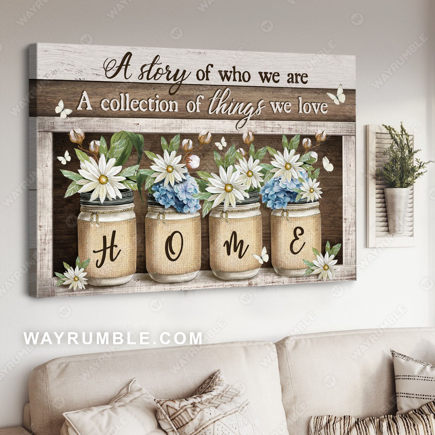 Beautiful daisy, Blue hydrangea, Butterfly, A collection of things we love - Jesus Landscape Canvas Prints, Christian Wall Art