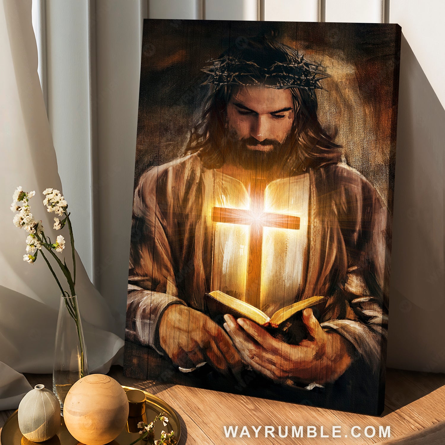 Light of Jesus, Unique cross, Stunning Jesus painting, Watercolor drawing - Jesus Portrait Canvas Prints, Home Decor Wall Art
