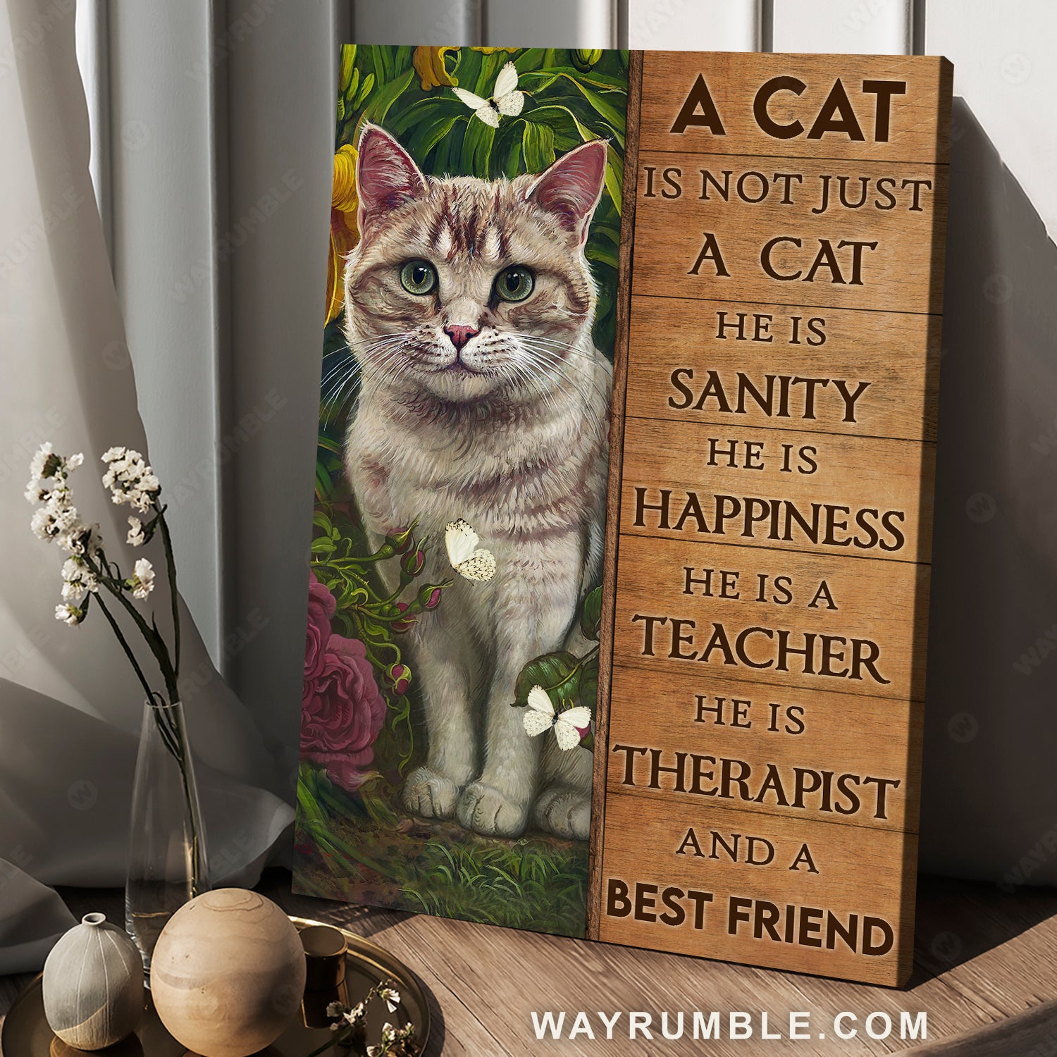 Beautiful cat drawing, Flower garden, Butterfly, A cat is not just a cat - Jesus Portrait Canvas Prints, Christian Wall Art