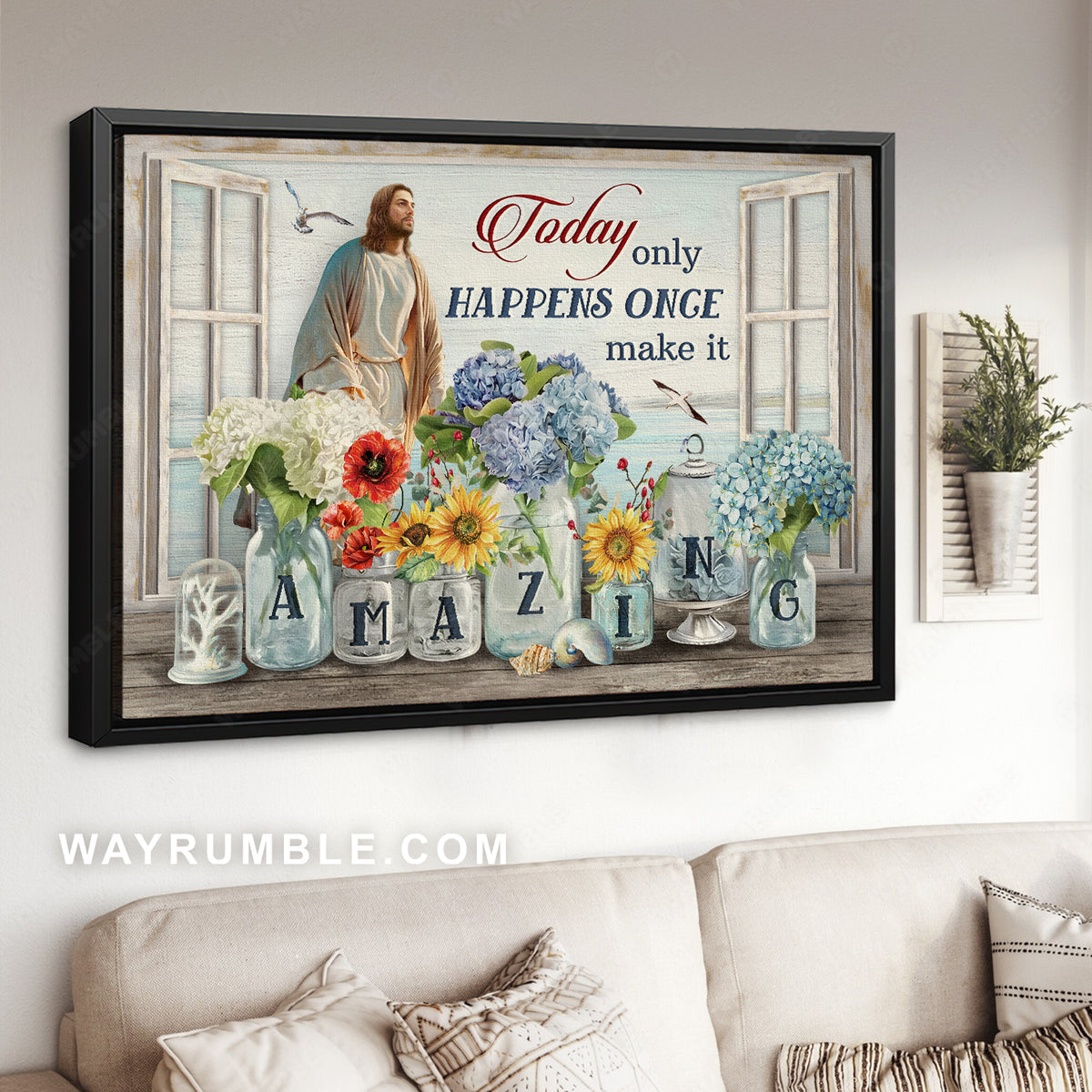 Flower drawing, The life of Jesus, Today only happens once, Make it amazing - Jesus Landscape Canvas Prints, Christian Wall Art