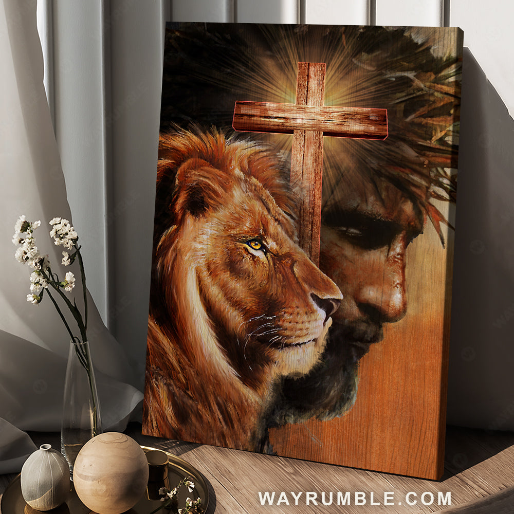 Cross painting, The face of Jesus, Lion king, Lord of Lords - Jesus Portrait Canvas Prints, Christian Wall Art