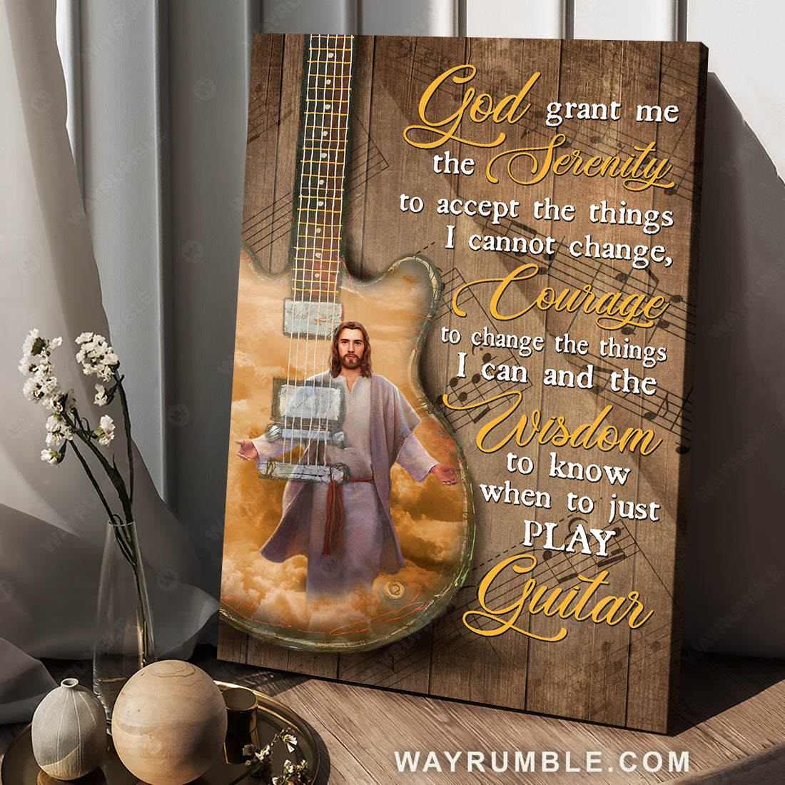 Jesus painting, Magic guitar drawing, Courage to change the things I can - Jesus Portrait Canvas Prints, Wall Art