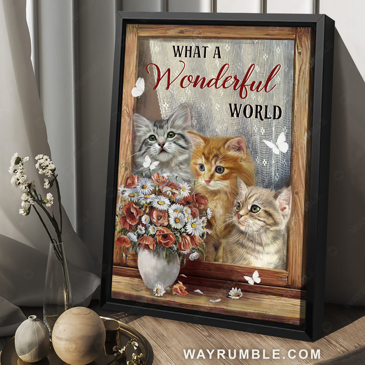 Pretty flower, Cute cat drawing, White butterfly, What a wonderful world - Jesus Portrait Canvas Prints, Christian Wall Art