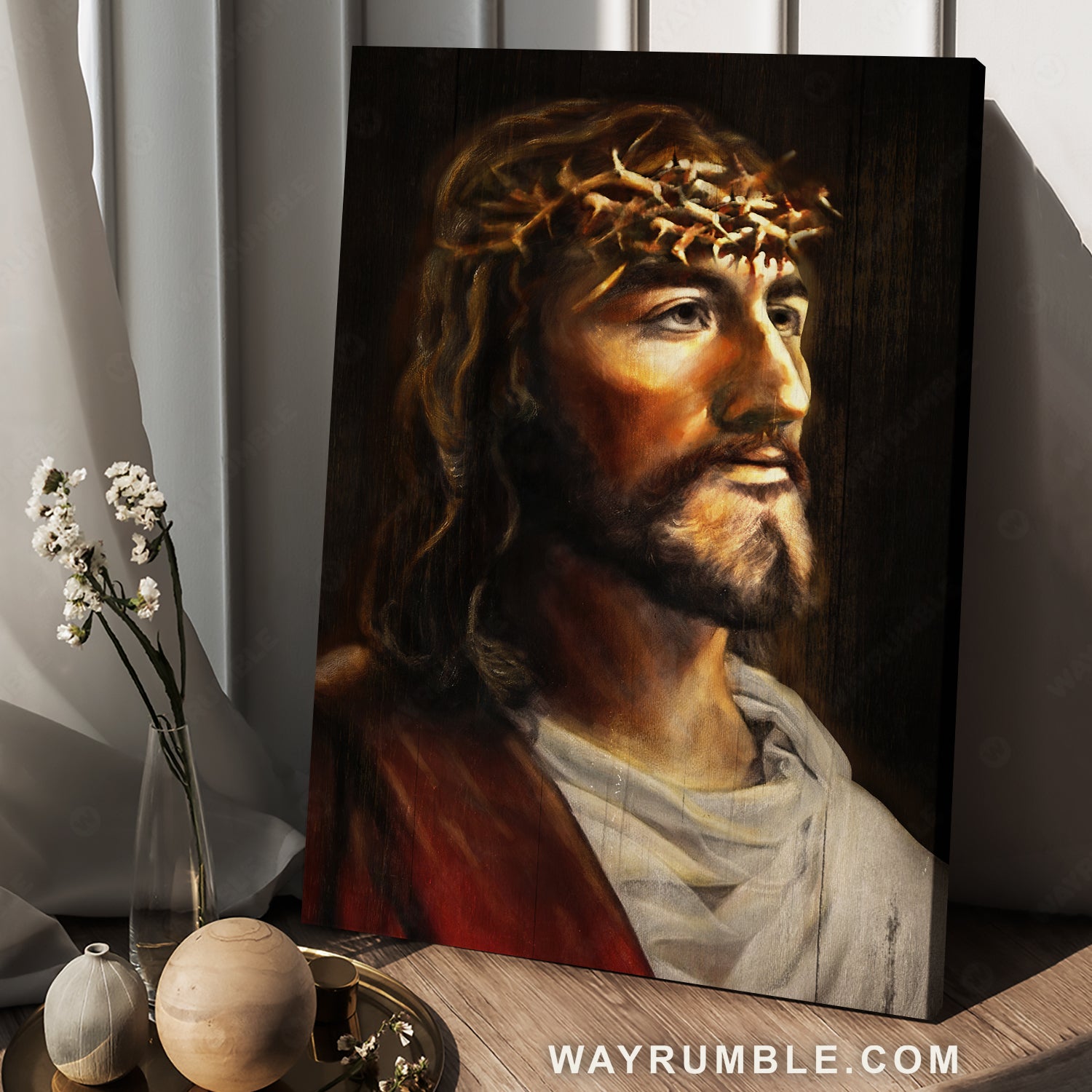 Stunning Jesus painting, Crown of thorn drawing, The real face of Jesus - Jesus Portrait Canvas Prints, Christian Wall Art
