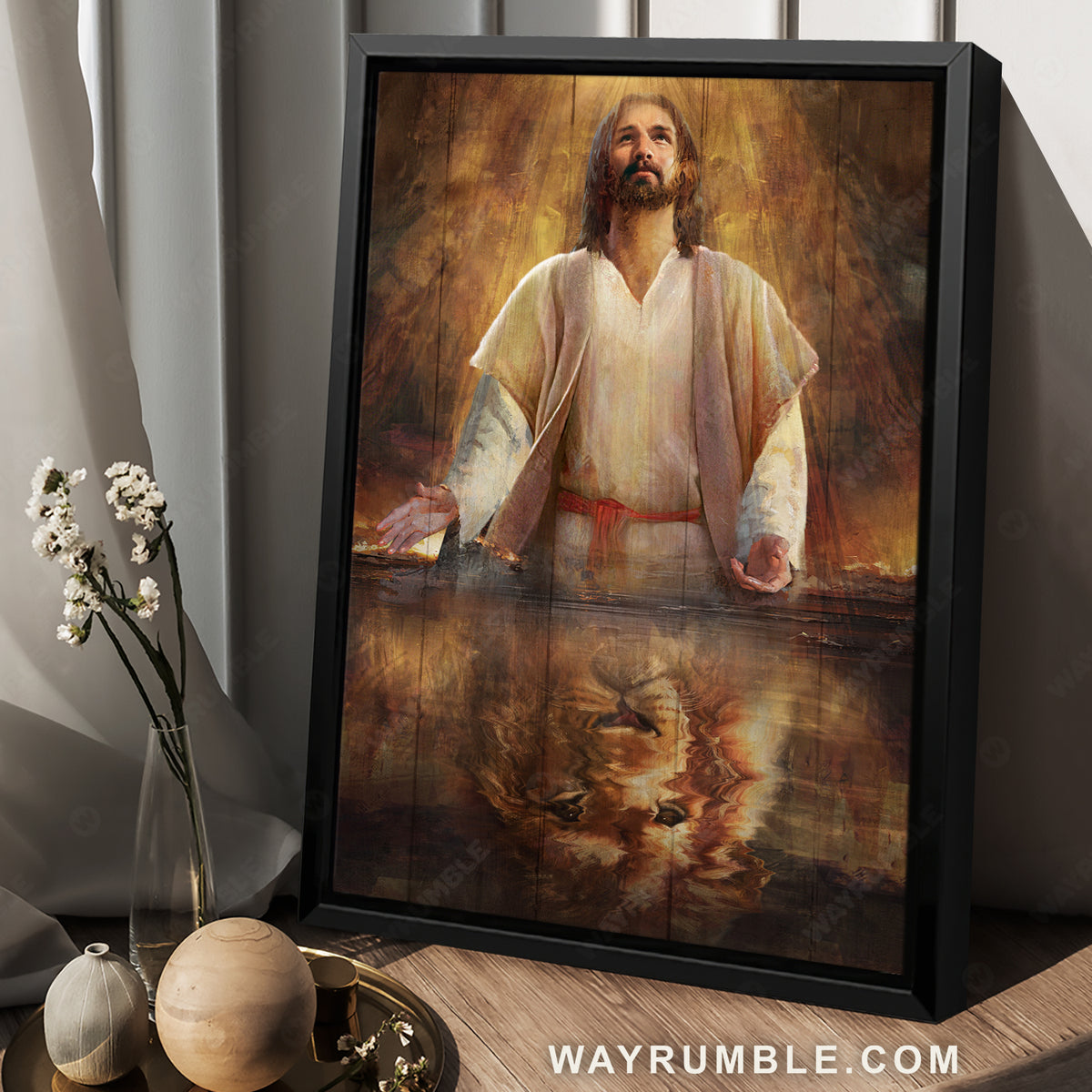 Jesus artwork, Lion king, Lion of Judah, Yellow halo - Jesus Portrait Canvas Prints, Christian Wall Art