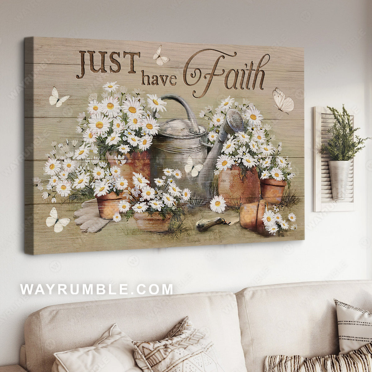 Stunning daisy drawing, Beautiful garden, Butterfly painting, Just have faith - Jesus Landscape Canvas Prints, Home Decor Wall Art