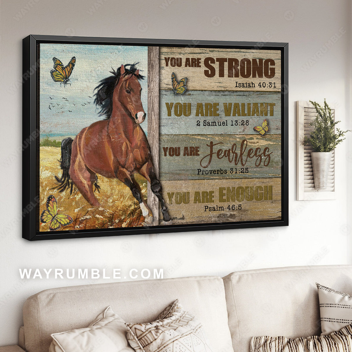 Running horse, Rice field drawing, Butterfly, You are strong - Jesus Landscape Canvas Prints, Christian Wall Art