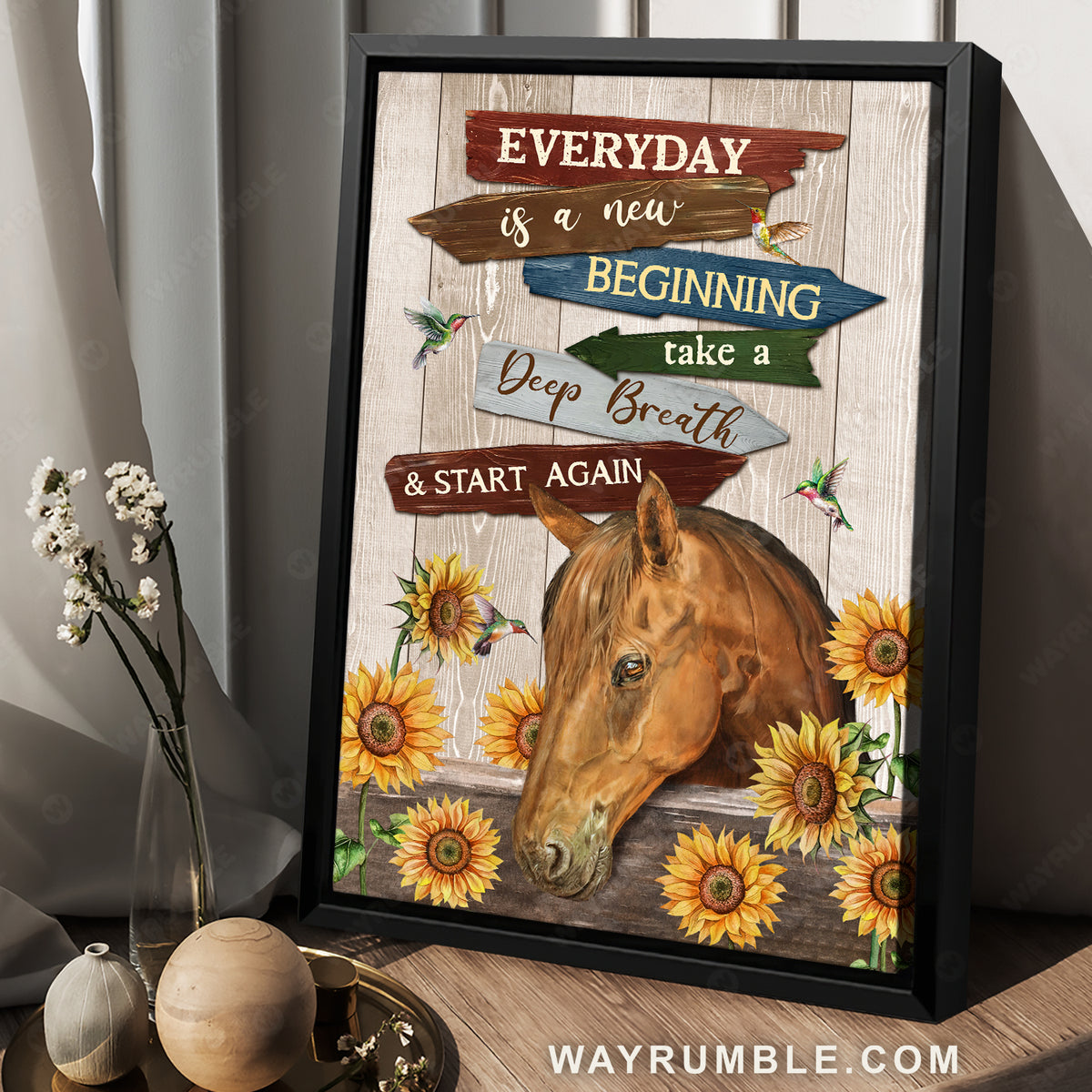 Amazing horse, Sunflower garden, Hummingbird, Everyday is a new beginning - Jesus Portrait Canvas Prints, Home Decor Wall Art