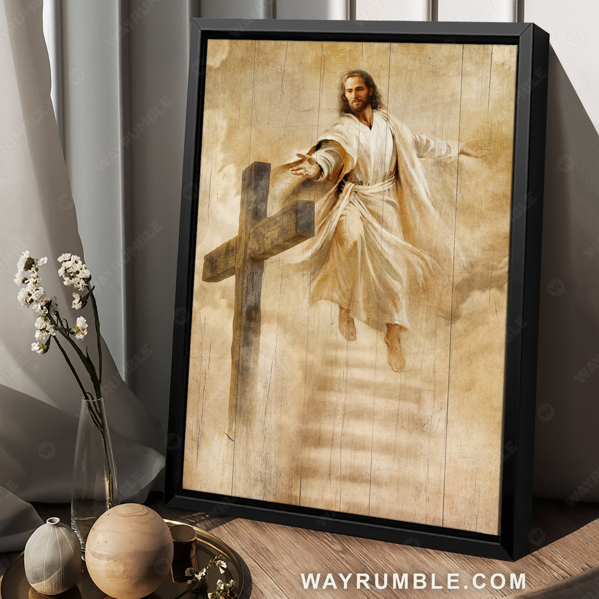 Walking with Jesus, Jesus calls, Wooden cross, The way to heaven - Jesus Portrait Canvas Prints, Christian Wall Art