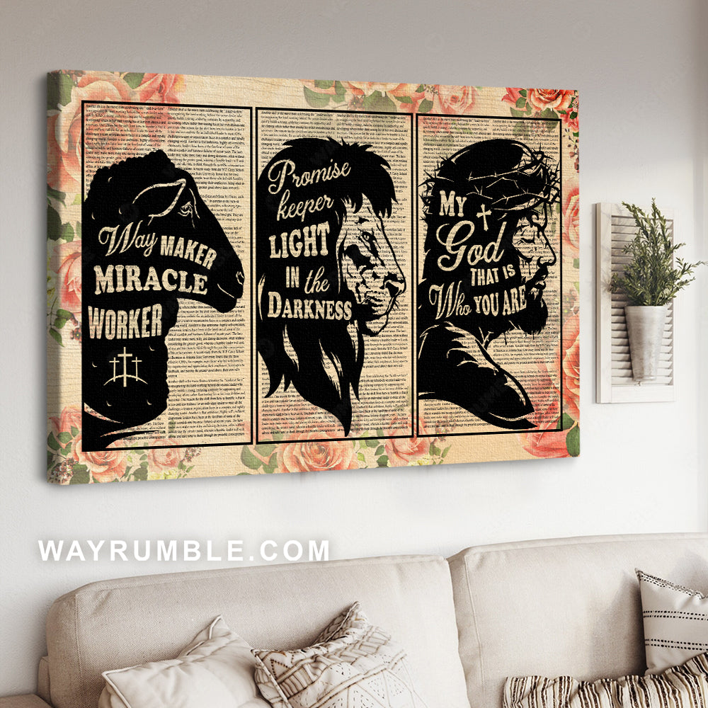 Symbol of Jesus, Lion king, Lamb drawing, Way maker Miracle worker - Jesus Landscape Canvas Prints, Christian Wall Art