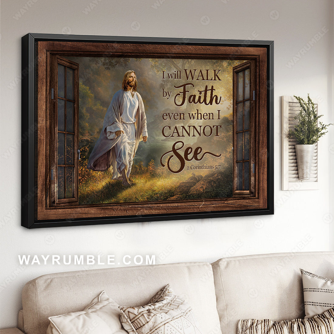 Walking with Jesus, Magic forest, Sunny day, I will walk by faith - Jesus Landscape Canvas Prints, Christian Wall Art