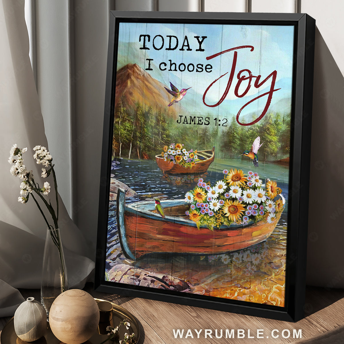 Fishing boat, Flower painting, Hummingbird, Today I choose joy - Jesus Portrait Canvas Prints, Christian Wall Art