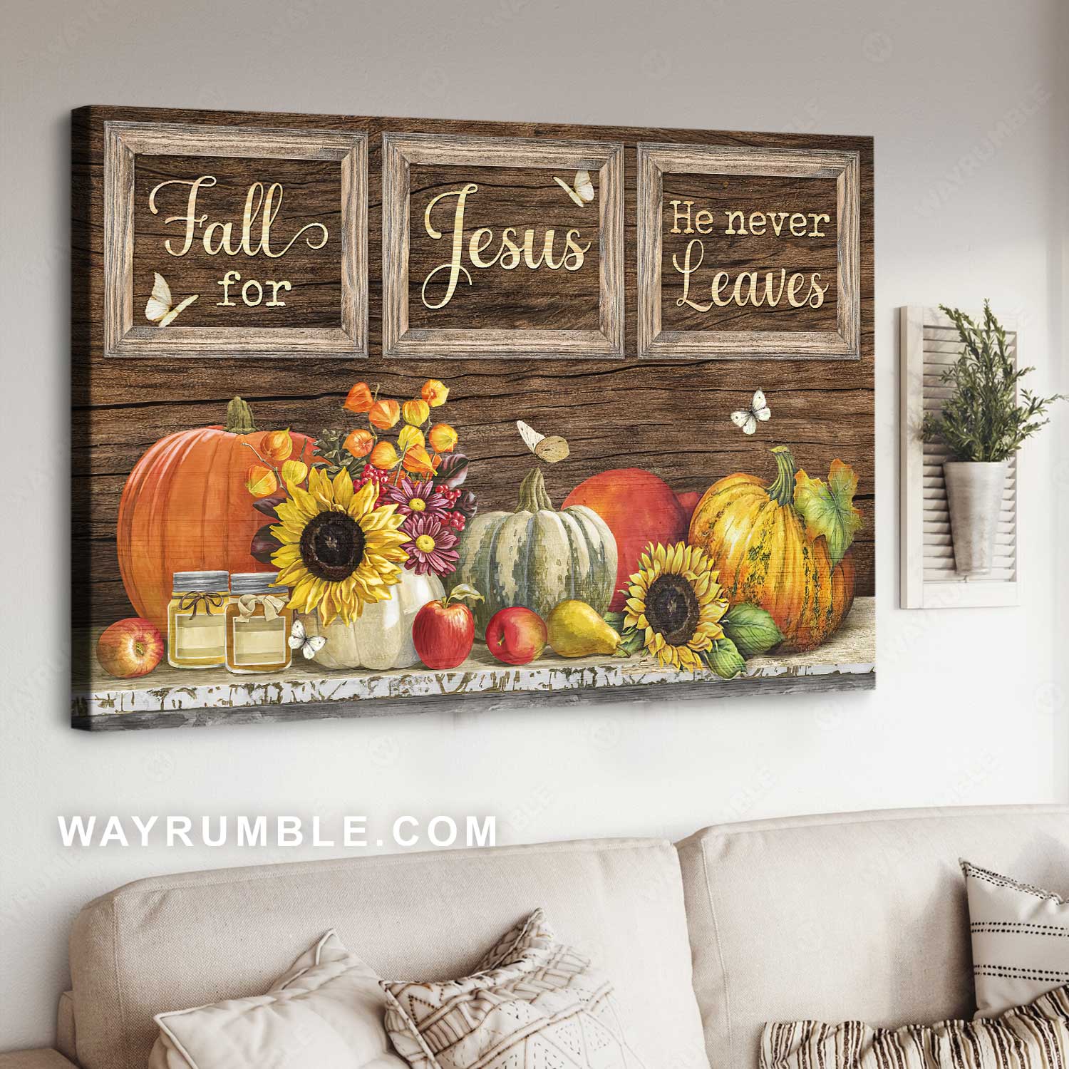 Colorful drawing, Halloween kitchen, Fall for Jesus, He never leaves - Jesus Landscape Canvas Prints, Home Decor Wall Art