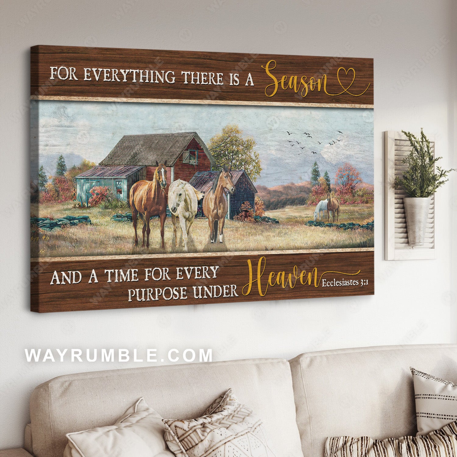 Peace farm, Horse drawing, Forest, For everything there is a season - Jesus Landscape Canvas Prints, Christian Wall Art