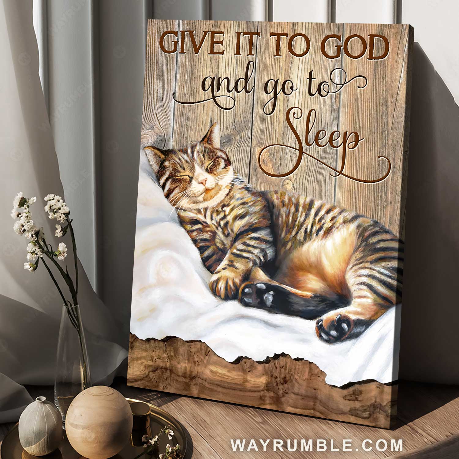 Stunning cat, Lovely cat drawing, Cat lover, Give it to God and go to sleep - Jesus Portrait Canvas Prints, Home Decor Wall Art