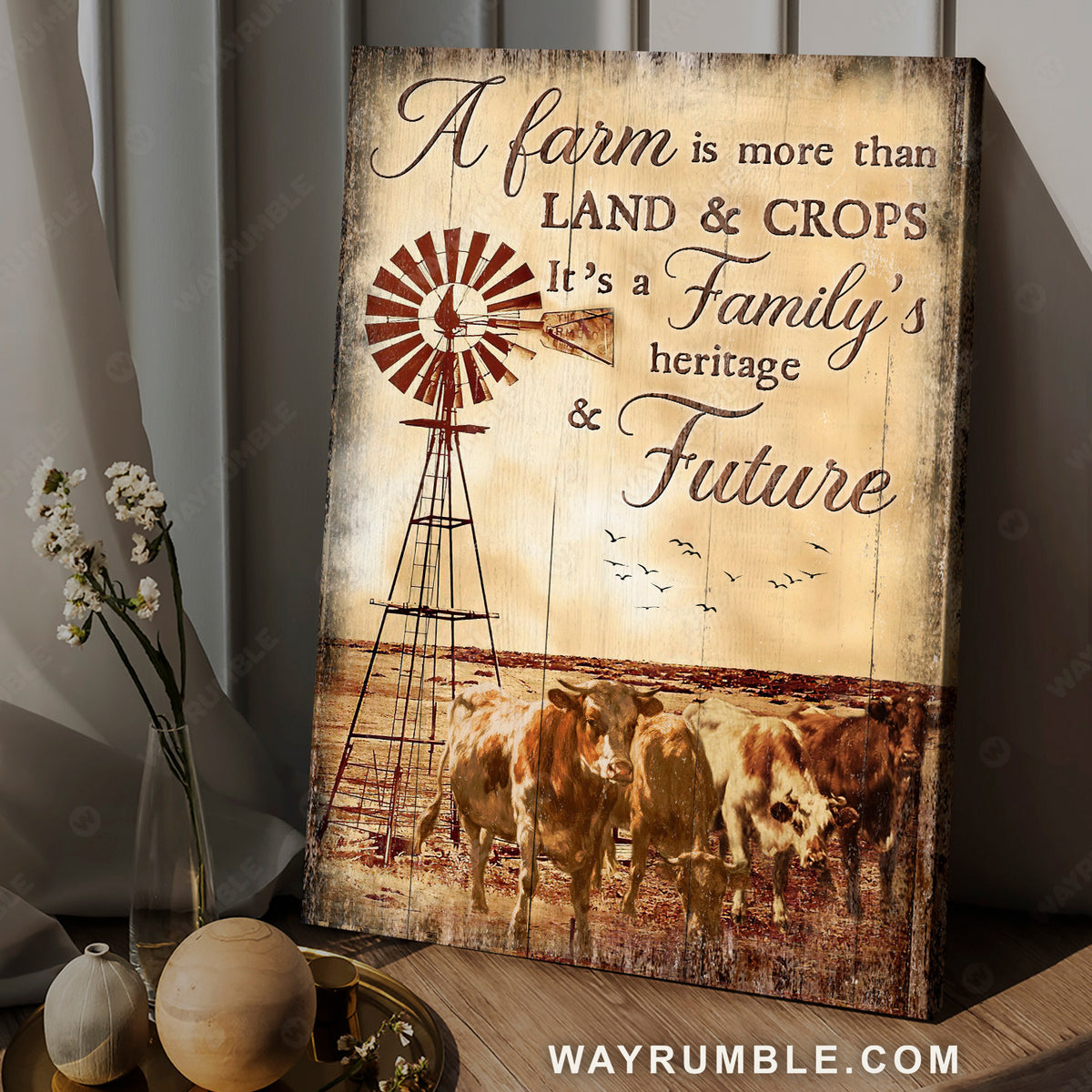Stunning cow farm, Amazing windmill, A farm is more than land and crops - Jesus Portrait Canvas Prints, Home Decor Wall Art
