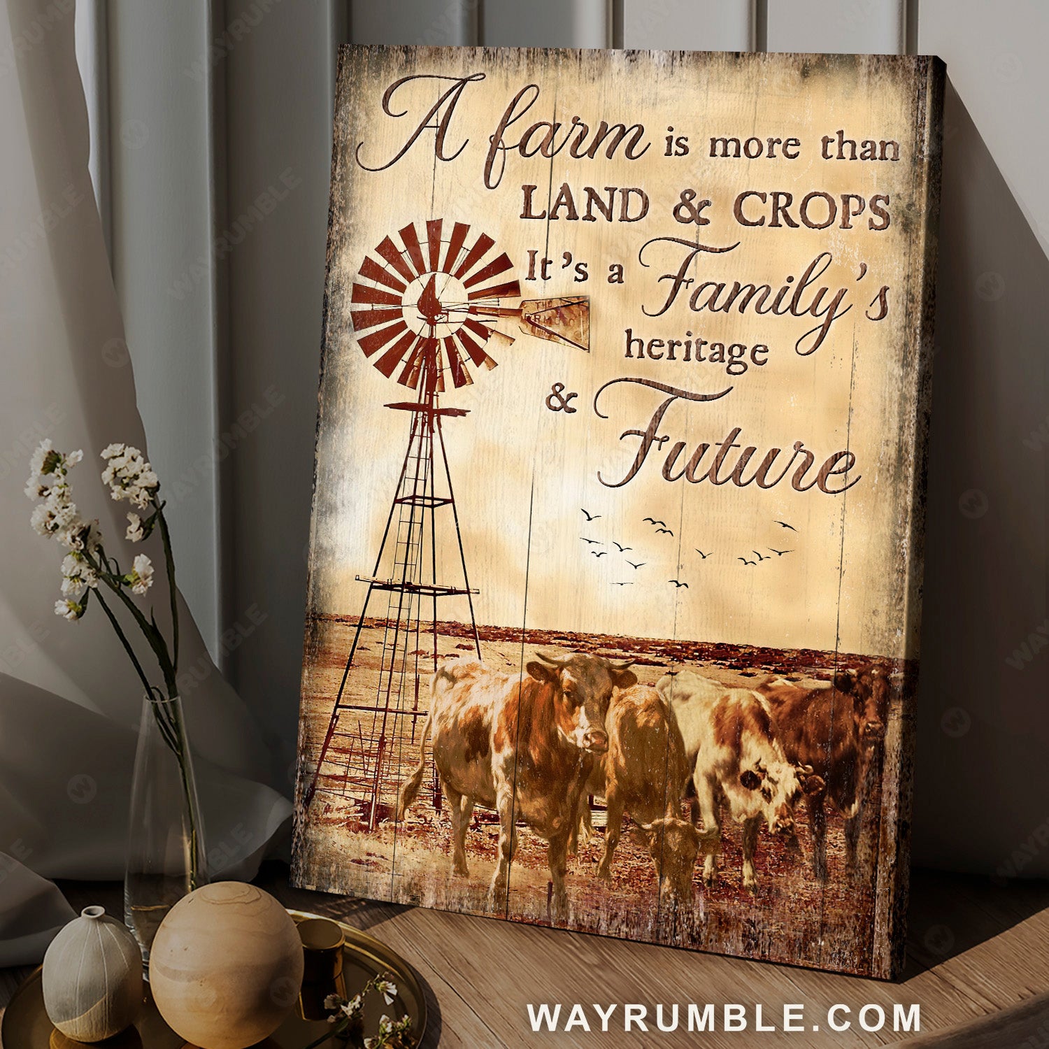 Stunning cow farm, Amazing windmill, A farm is more than land and crops - Jesus Portrait Canvas Prints, Home Decor Wall Art