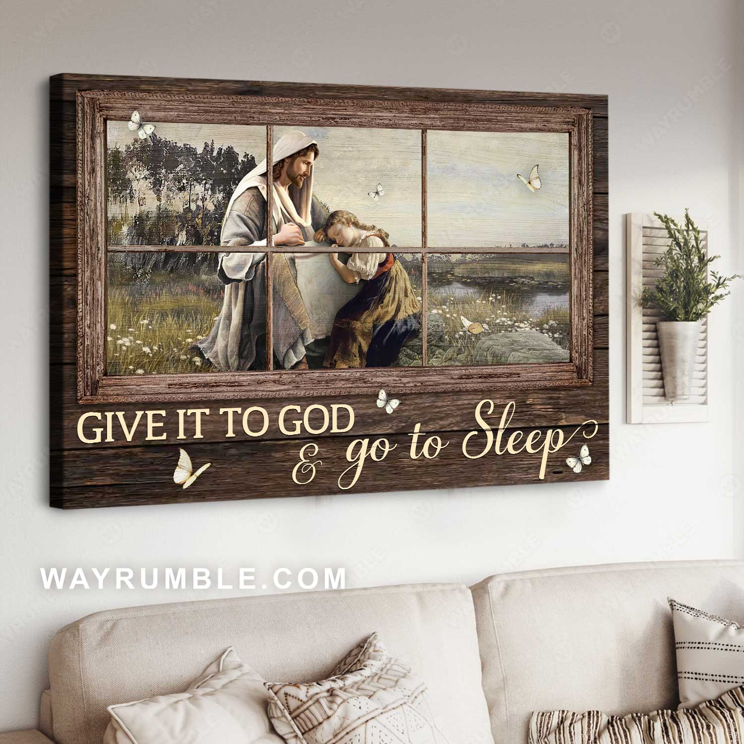 Beautiful forest, Pray for healing, Little girl, Give it to God and go to sleep - Jesus Landscape Canvas Prints, Home Decor Wall Art