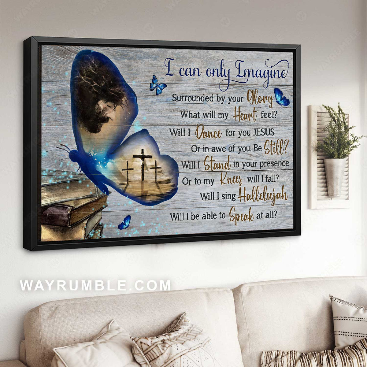 Magic butterfly, Cross symbol, The face of Jesus, I can only imagine - Jesus Landscape Canvas Prints, Home Decor Wall Art