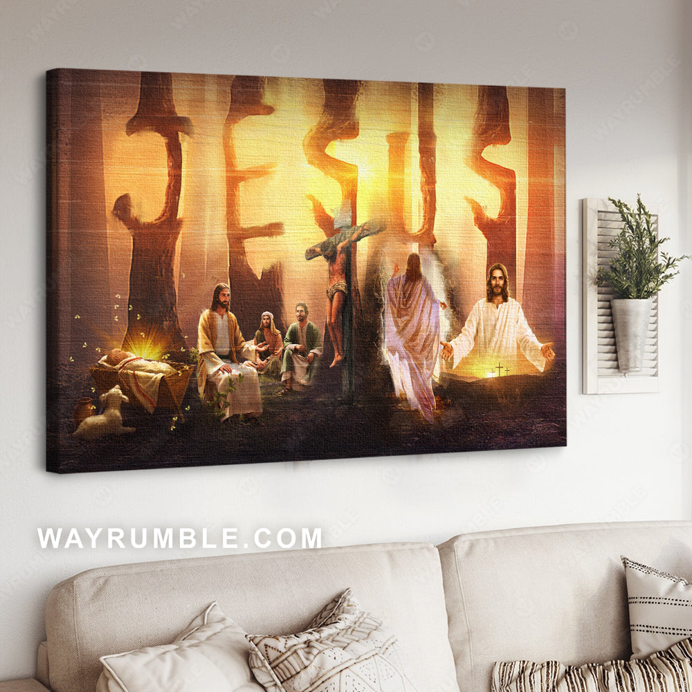 Amazing halo, Jesus on the cross, The life of Jesus, Jesus - Jesus Landscape Canvas Prints, Christian Wall Art