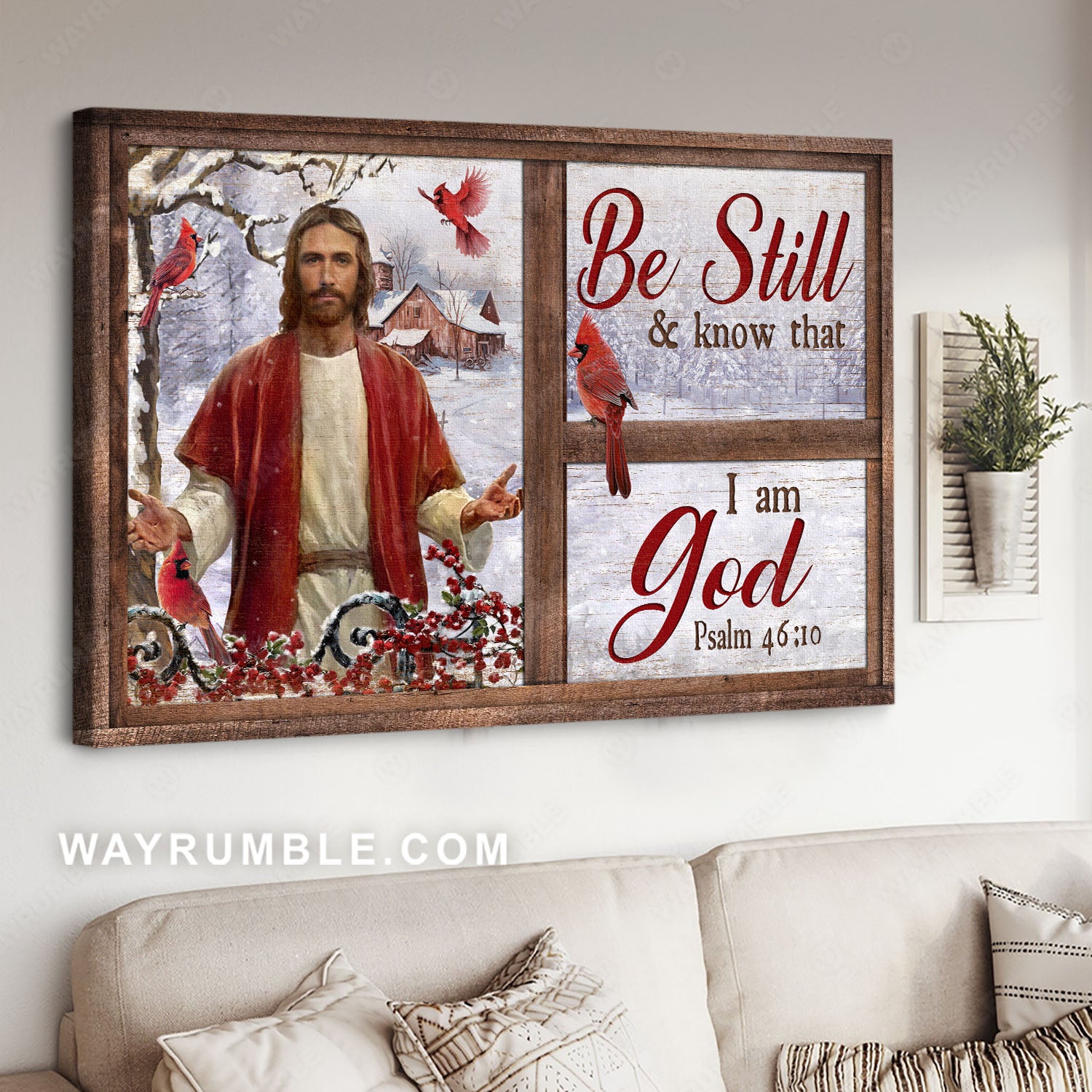 Christmas is coming, Beautiful Jesus, Cardinal, Be still and know I am God - Jesus Landscape Canvas Prints, Home Decor Wall Art