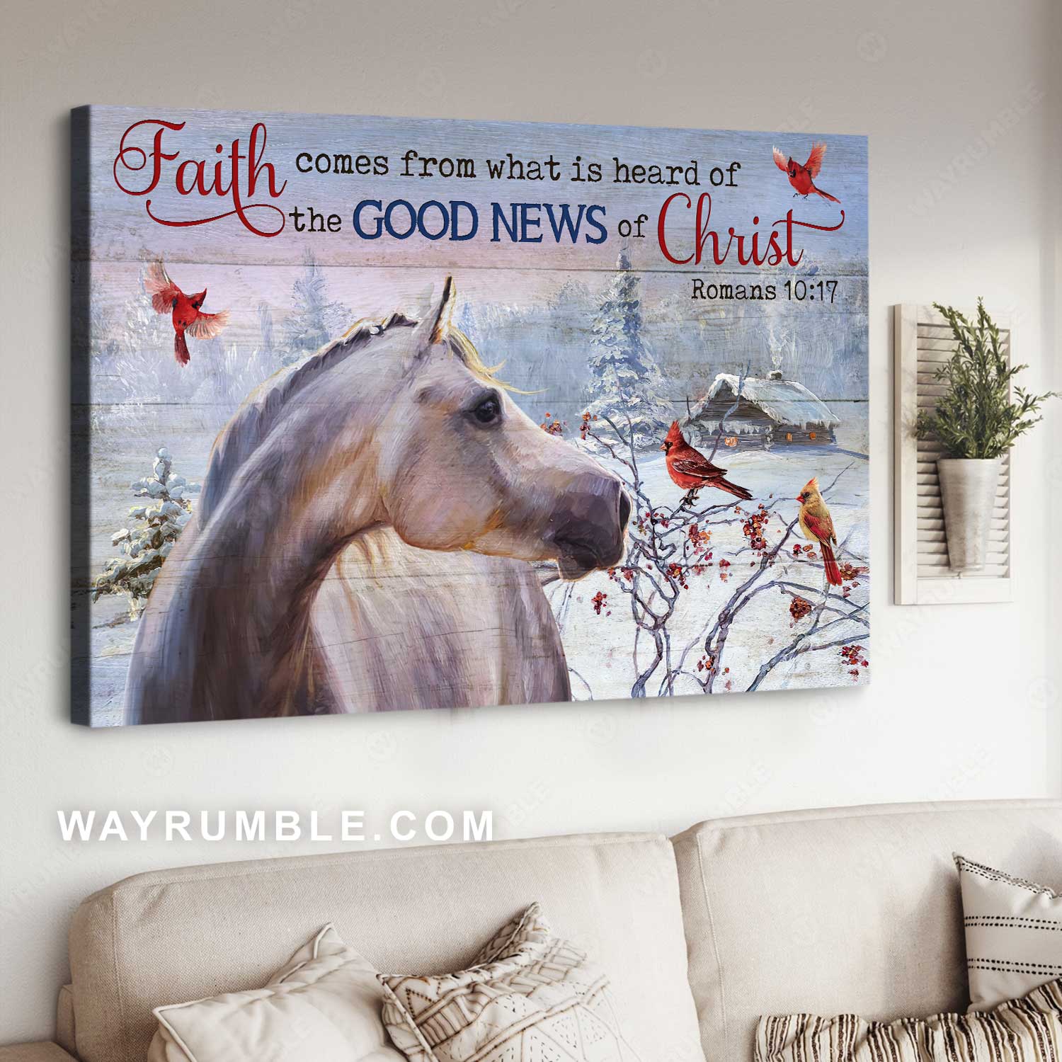 Quarter horse, Winter drawing, Pretty cardinal, The good news of Christ - Jesus Landscape Canvas Prints, Home Decor Wall Art