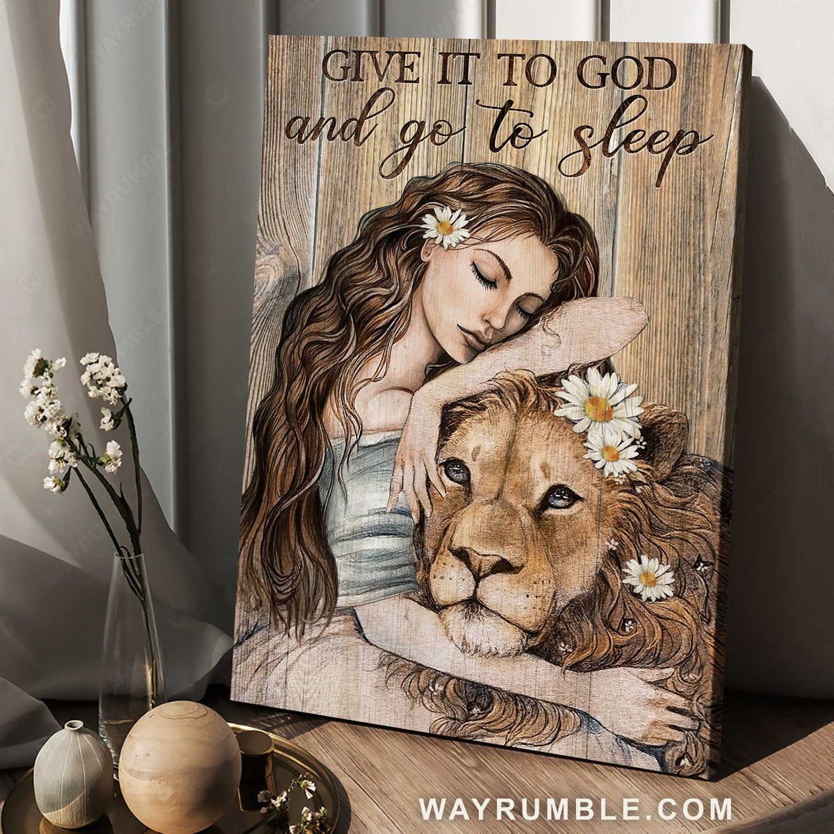 Little lion of Judah, Beautiful girl, Daisy, Give it to God and go to sleep - Jesus Portrait Canvas Prints, Home Decor Wall Art