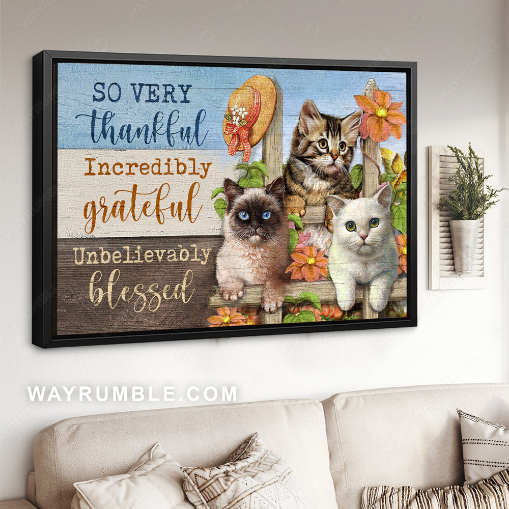 Little cat painting, Orange flower, So very thankful - Jesus Landscape Canvas Prints, Christian Wall Art