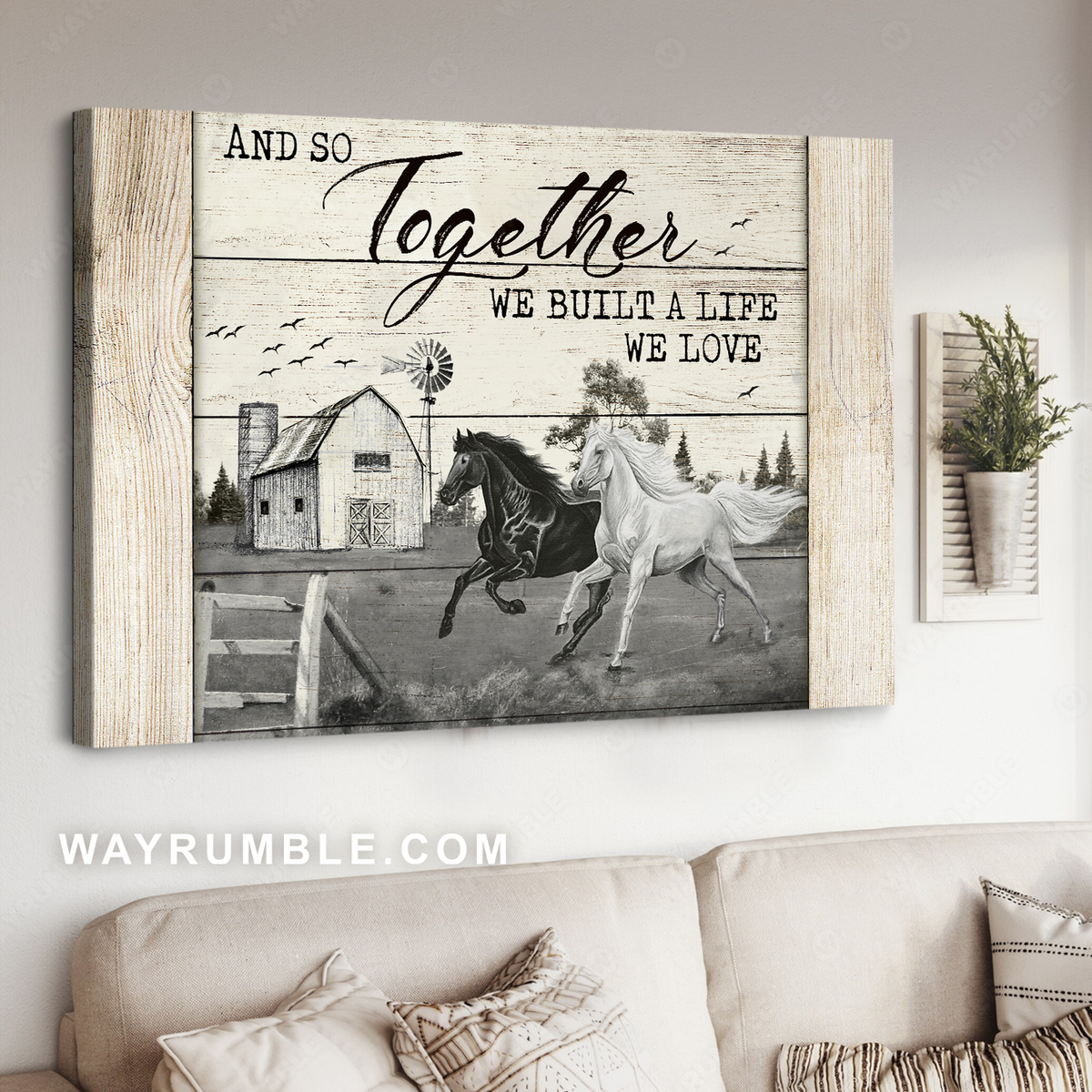 Crazy horses, Black and white painting, And so together we built a life we love - Jesus Landscape Canvas Prints, Wall Art