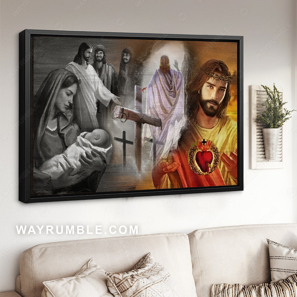 The life of Jesus, The birth of Jesus Christ, Cross symbol - Jesus Landscape Canvas Prints, Christian Wall Art