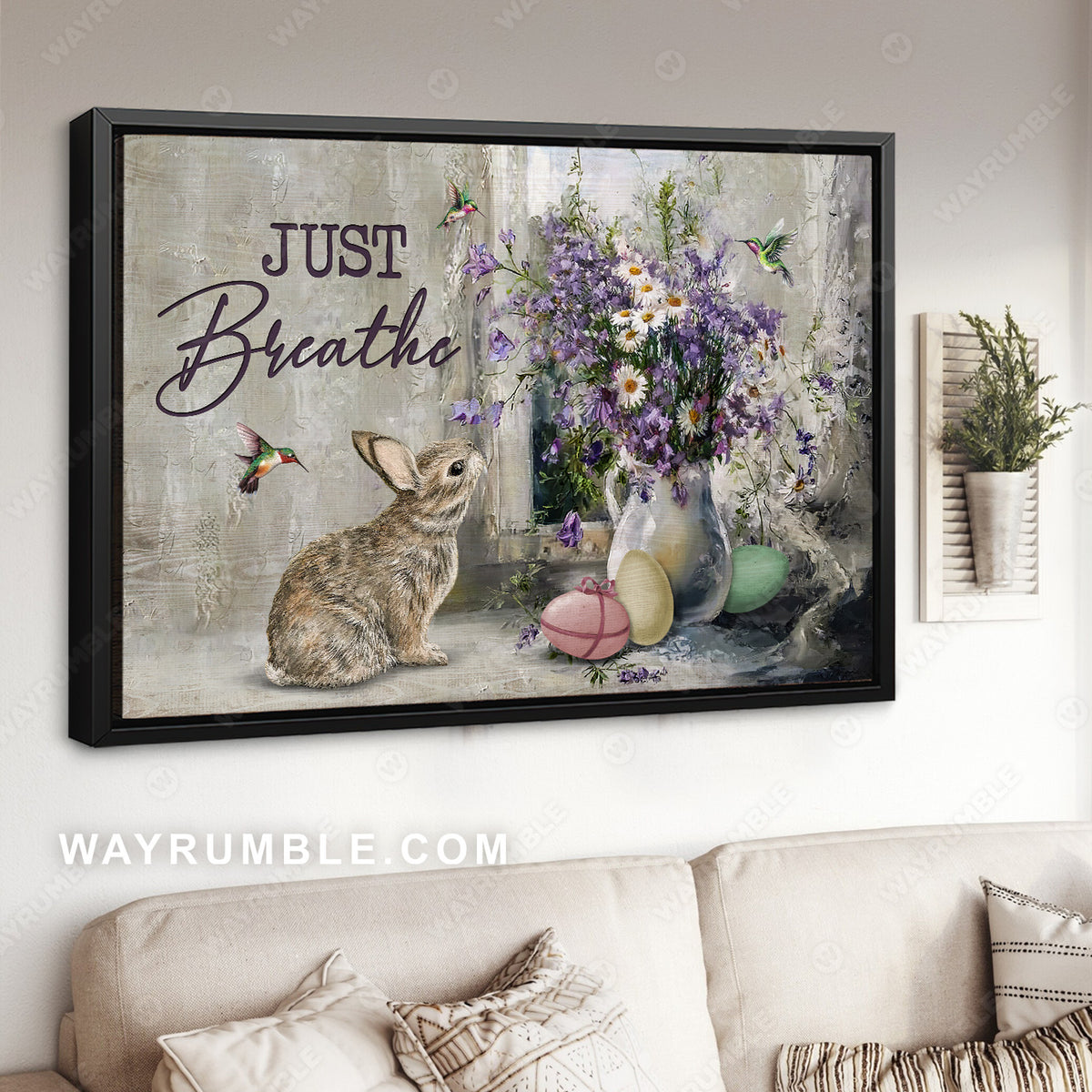 Little rabbit, Purple flower vase, Hummingbird, Just breathe - Jesus Landscape Canvas Prints, Christian Wall Art