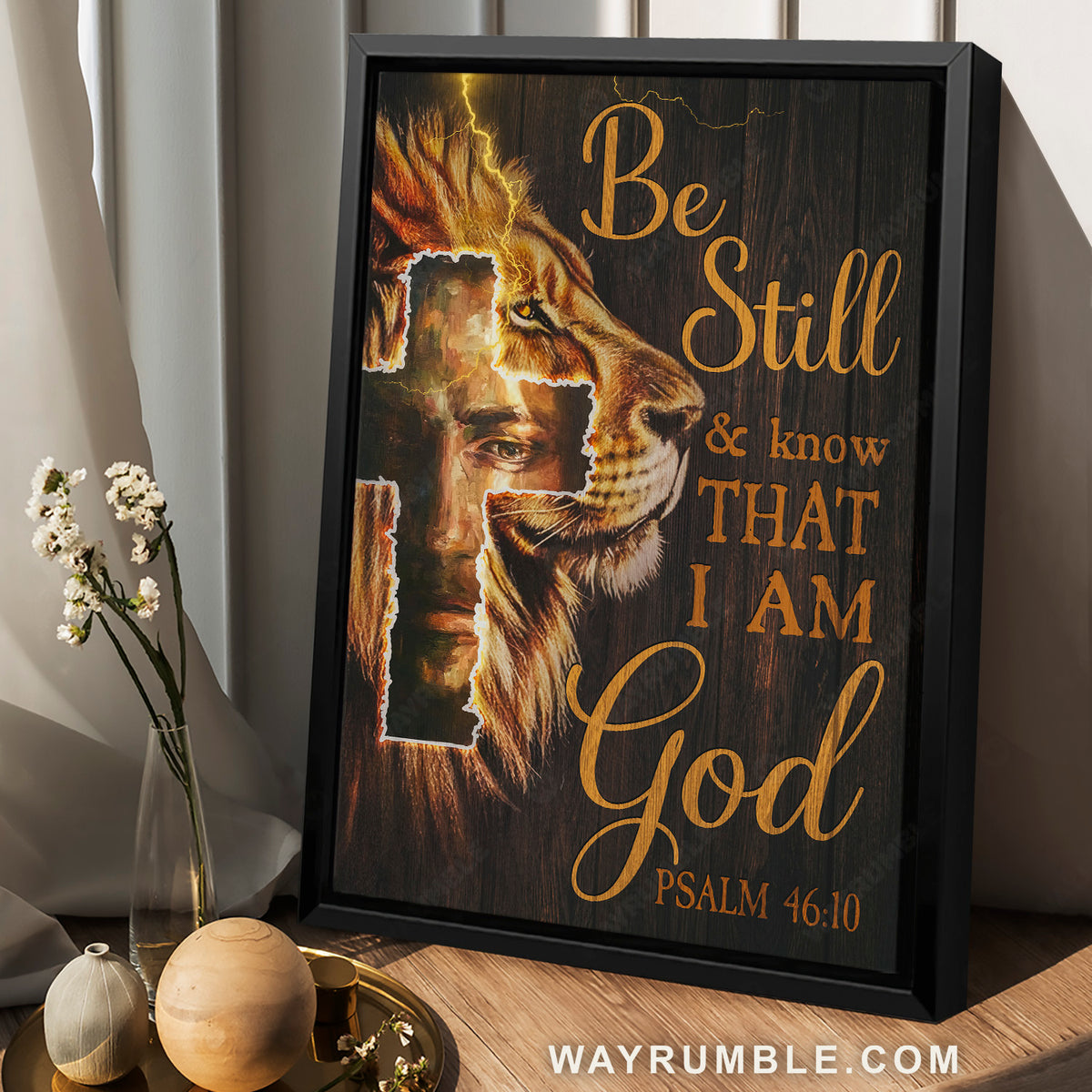 Unique cross, Lion of Judah, Home Decoration, Be still and know that I am God - Jesus Portrait Canvas Prints, Home Decor Wall Art