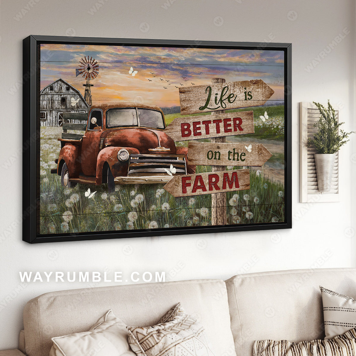 Pretty ladybug car, Dandelion garden, Sunset, Life is better on the farm - Jesus Landscape Canvas Prints, Home Decor Wall Art