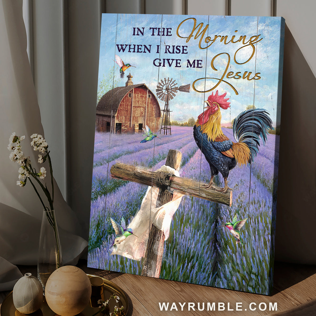 Rooster drawing, Lavender field, Cross, In the morning when I rise, Give me Jesus - Jesus Portrait Canvas Prints, Christian Wall Art
