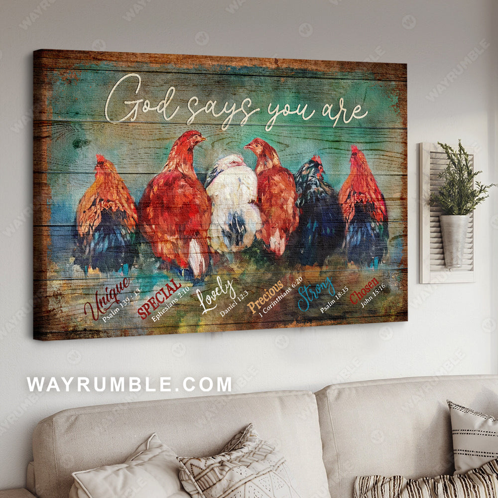 Jesus, Awesome chicken, Farm - God says you are Landscape Canvas Prints, Wall Art