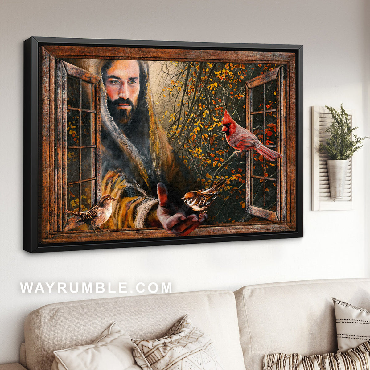 Jesus calls, Beautiful cardinal, Stunning autumn forest - Jesus Landscape Canvas Prints, Home Decor Wall Art
