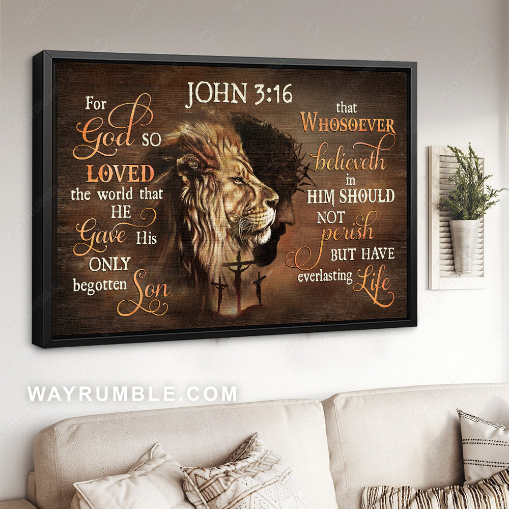Unique Lion drawing, The face of Jesus, For God so loved the world - Jesus Landscape Canvas Prints, Christian Wall Art
