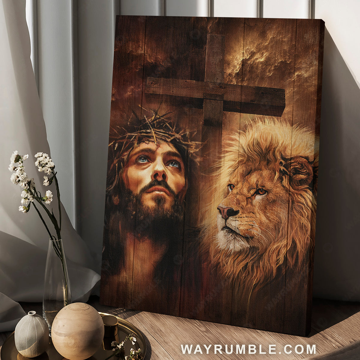 Awesome artwork, Face of Jesus, Lion of Judah, Stunning cross - Jesus Portrait Canvas Prints, Home Decor Wall Art