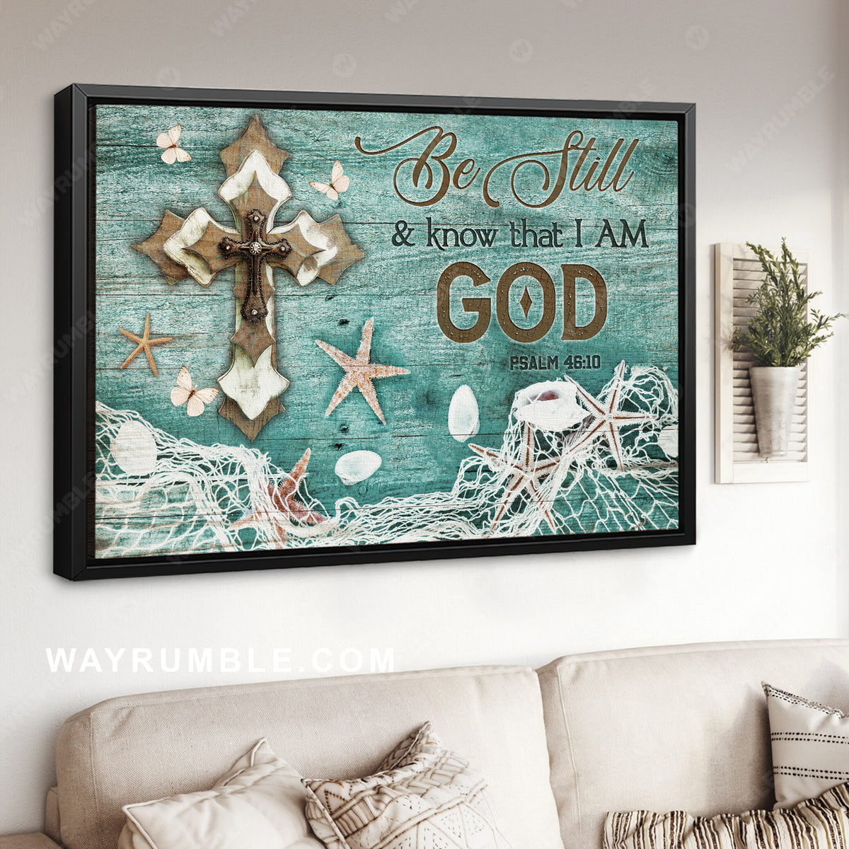 Beautiful cross, Summer painting, Butterfly, Be still and know that I am God - Jesus Landscape Canvas Prints, Home Decor Wall Art