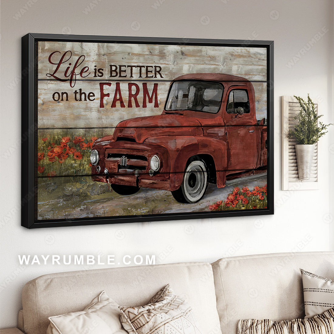 Unique ladybug car, Poppy flower field, Life is better on the farm - Jesus Landscape Canvas Prints, Christian Wall Art