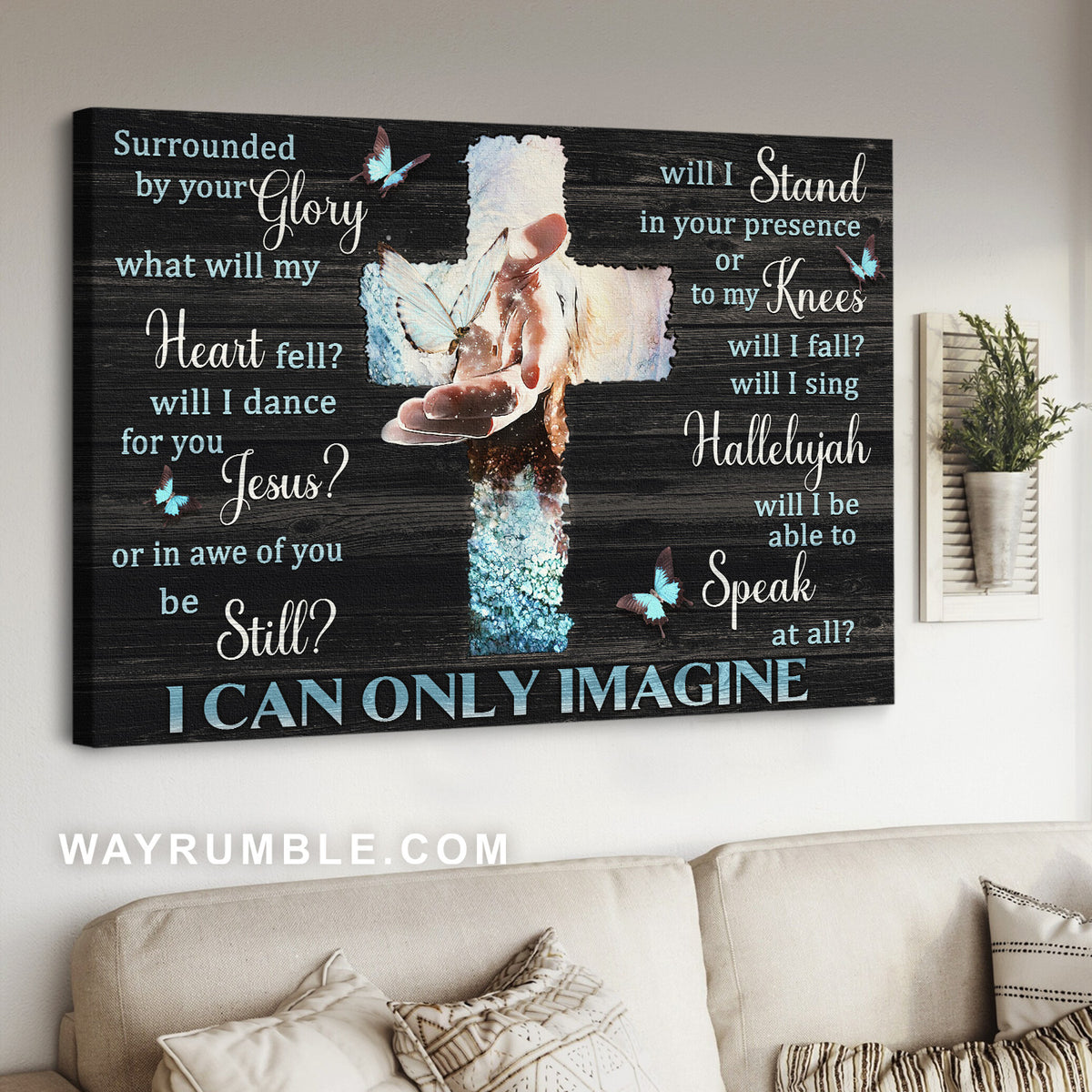 Jesus calls, Pretty butterfly, Light cross, I can only imagine - Jesus Landscape Canvas Prints, Home Decor Wall Art