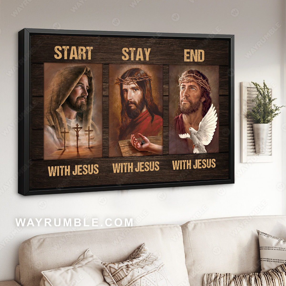 Stunning Jesus, Beautiful painting, Start with Jesus, Stay with Jesus - Jesus Landscape Canvas Prints, Home Decor Wall Art