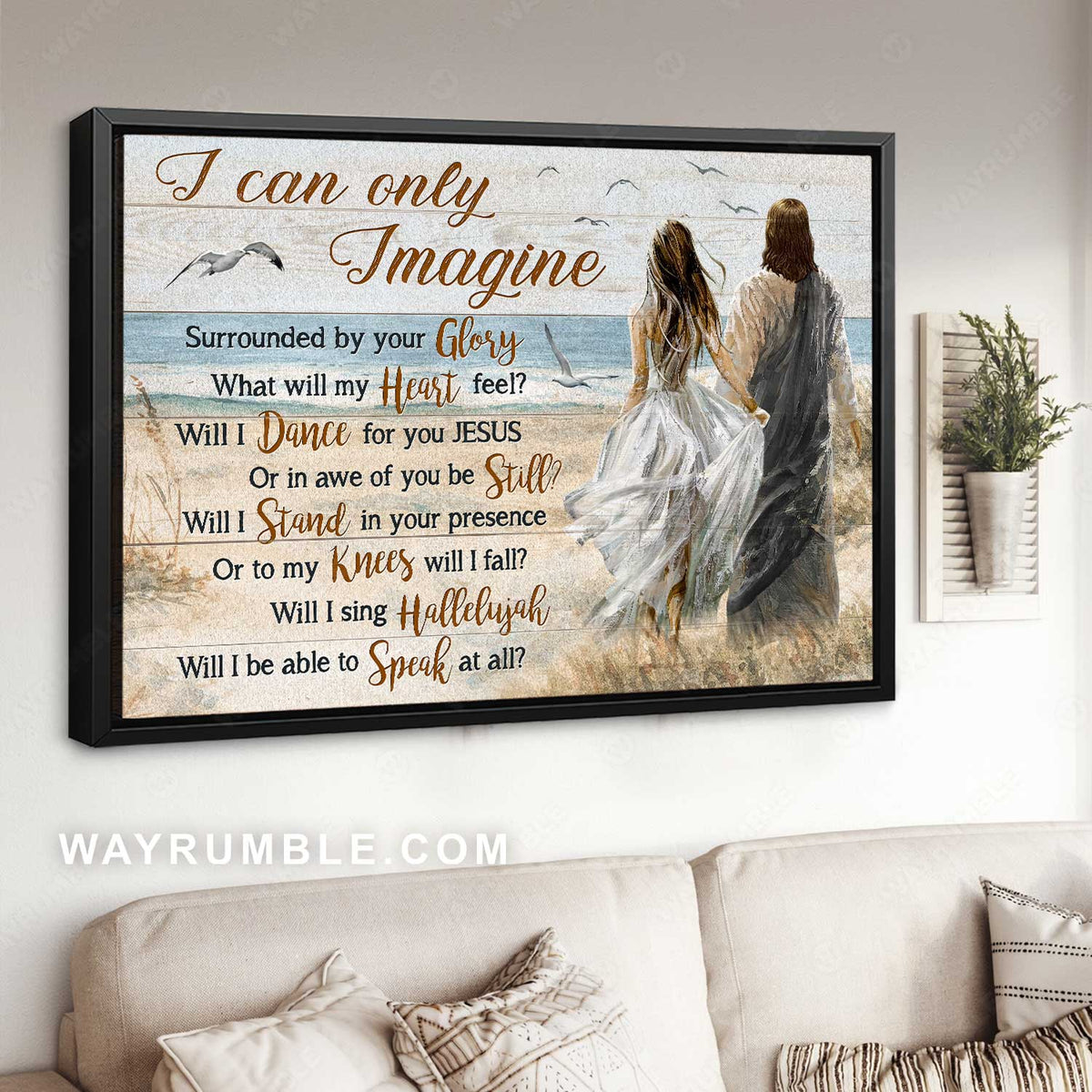Ocean view, Pretty girl, Walking with Jesus, I can only imagine - Jesus Landscape Canvas Prints, Home Decor Wall Art