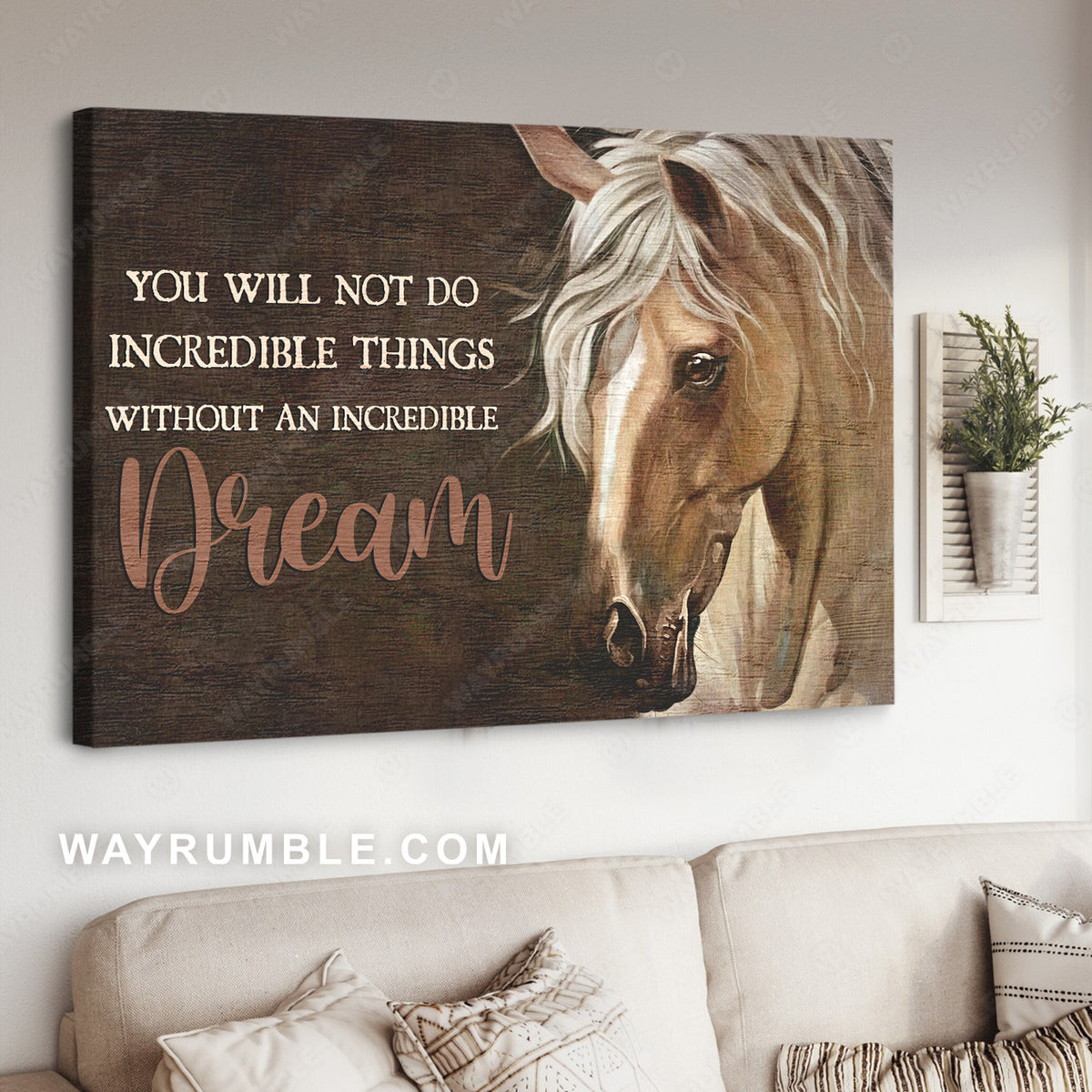 Horse drawing, You will not do incredible things with out an incredible dream - Jesus Landscape Canvas Prints, Christian Wall Art