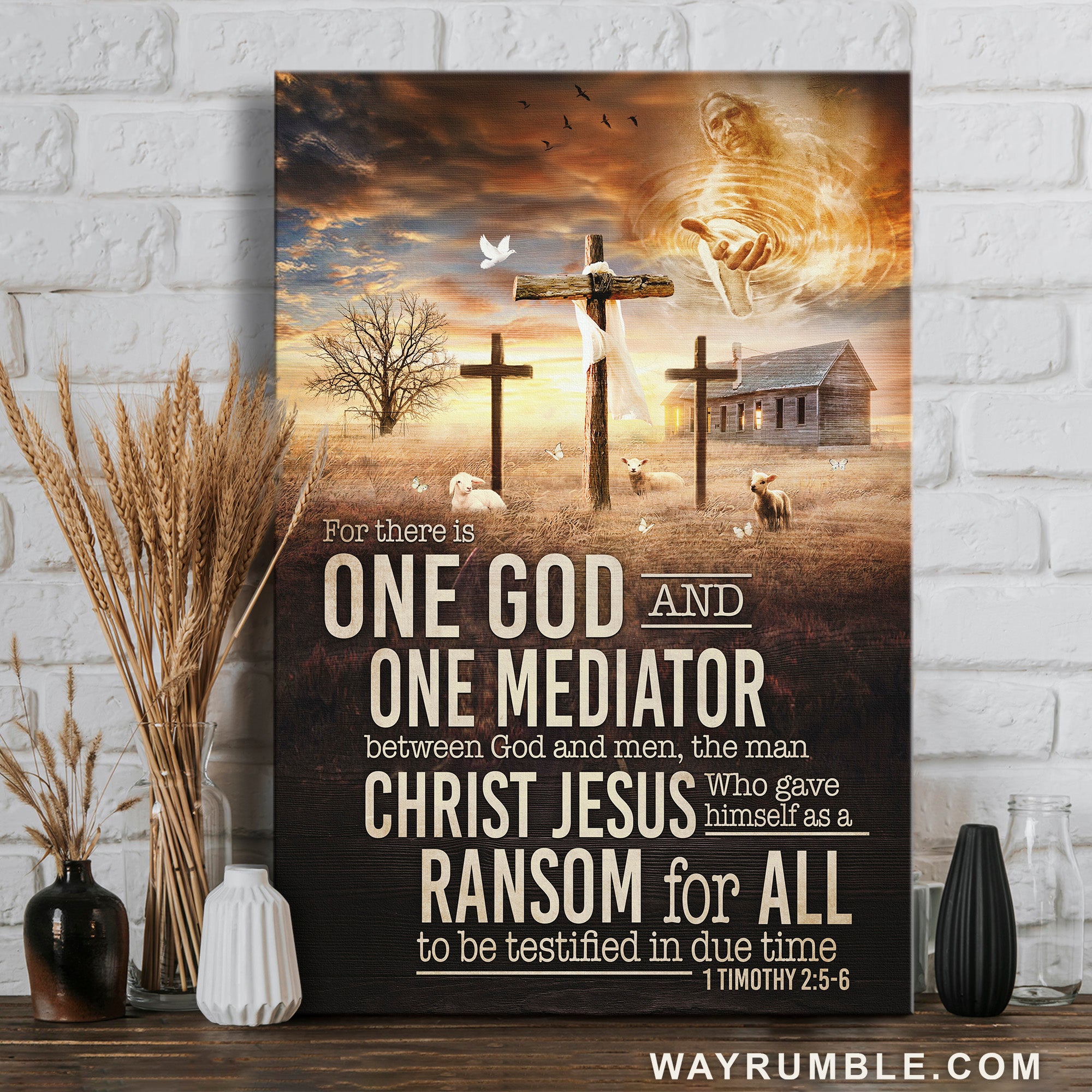 Cross symbol, Walking with Jesus, For there is one God and one mediator - Jesus Portrait Canvas Prints, Home Decor Wall Art