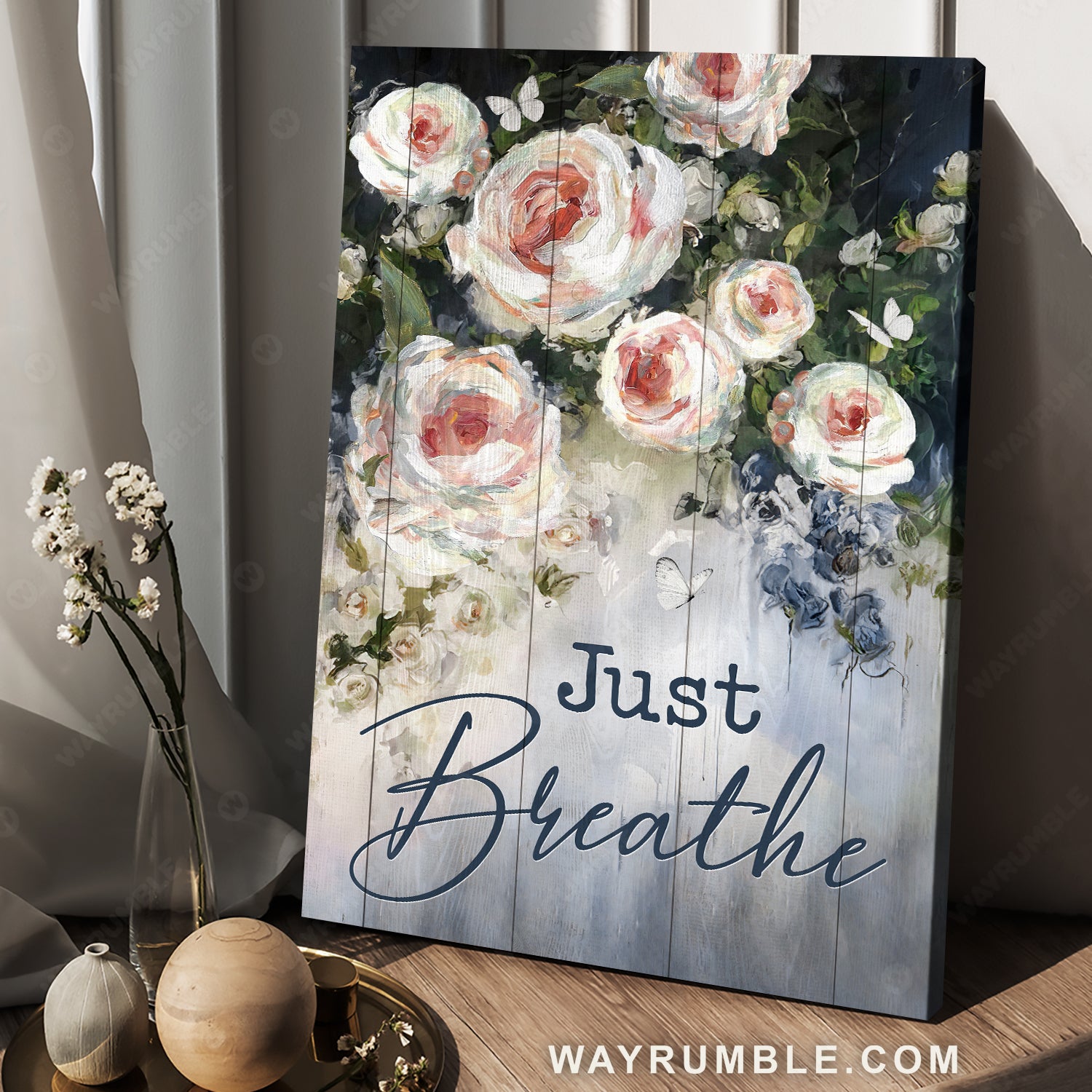 Pretty garden, Pastel rose, Vintage drawing, Just breathe - Jesus Portrait Canvas Prints, Home Decor Wall Art